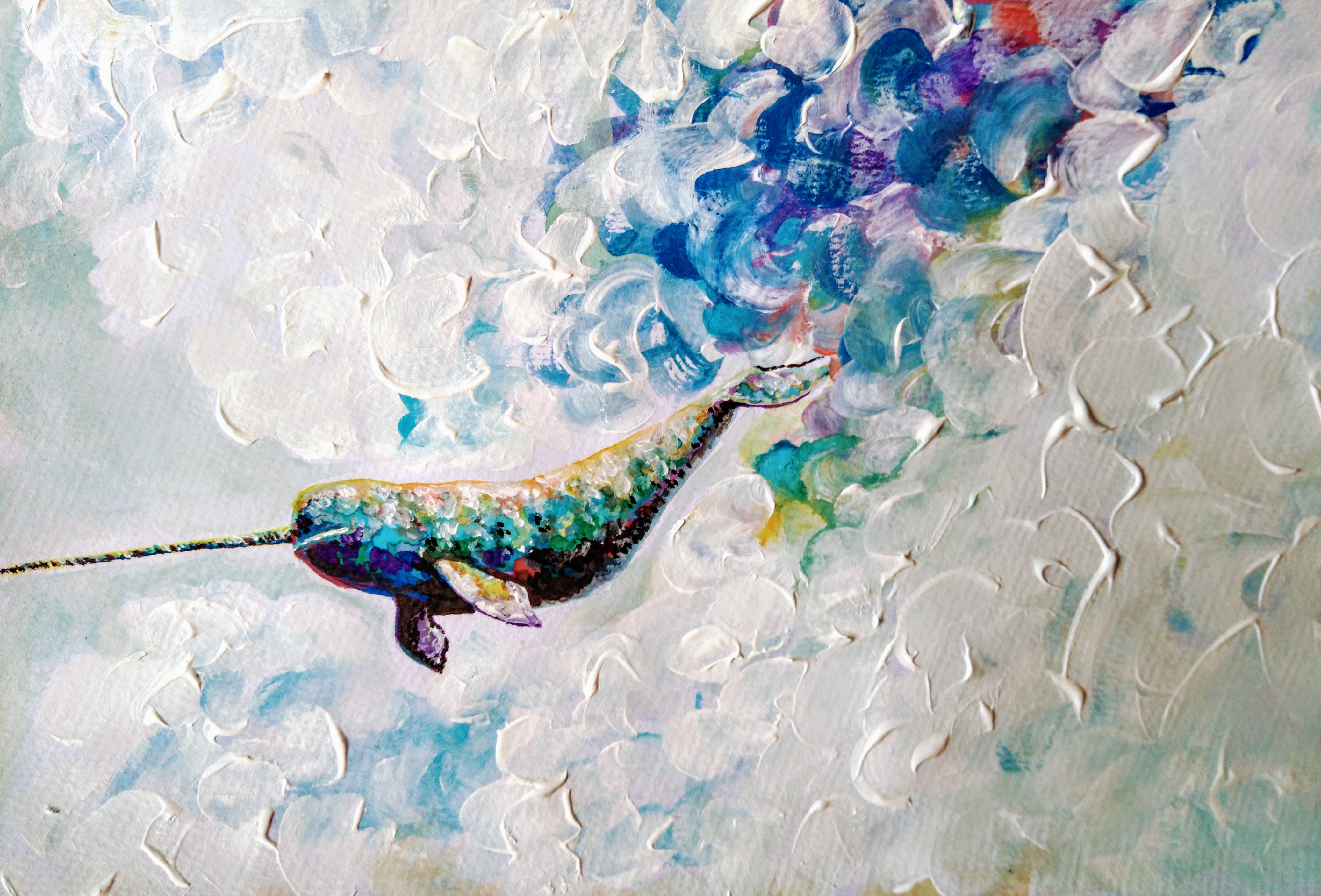 Watercolor Acrylic Textures Painting the Angry Narwhal